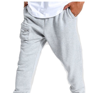 Pantalon de survêtement gris pour homme, taille élastique, poches latérales, pantalon de jogging décontracté, coton mi-lourd, vêtements d'automne - Product Image 2