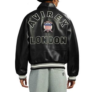 เสื้อแจ็คเก็ตบอมเบอร์หนัง Avirex London หนังแกะยุโรปโบราณ 100% ดีไซน์ซิปด้านหน้าสำหรับฤดูหนาว กันลม เป็นมิตรกับสิ่งแวดล้อม คุณภาพสูง - Product Image 5