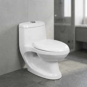 Inodoro de una pieza de estilo europeo, montado en el suelo, cuadrado, de cerámica, para baños de casas y villas de alta gama. - Product Image 5