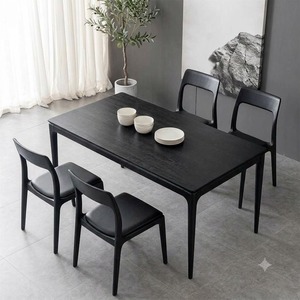 SINTERIOR 140CM 4 SEATED BLACK LUXURY SOLID WOOD DINING <b>TABLE</b> MODERN VIETNAM-MADE SUITABLE for HOTEL & VILLA USE - Product Image 2