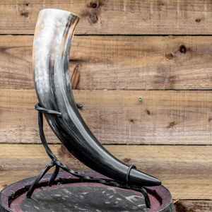 Methorn fini Animal religieux sculpté corne à boire avec support en fer Trinkhorn authentique fabriqué Hornware Agate - Product Image 3