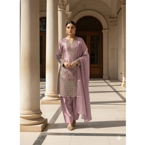 Conjunto de Kurta y Salwar de Seda JMY de Calidad Premium para Fiestas, con Bordado Intenso y Dupatta a Juego, Disponible al Mejor Precio del Mercado - Product Image 1