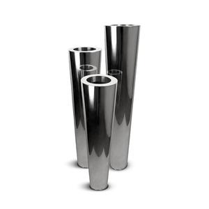 Ensemble de pots de fleurs au design minimaliste moderne en acier inoxydable finition miroir, avec trou de drainage, durable, écologique, léger, pour le jardin - Product Image 1