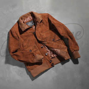 Chaqueta Bomber de Cuero de Ante Color Bronceado para Hombre, de Piel de Oveja Auténtica, Ajuste Delgado, Estilo Casual Moto Racer, con Cremallera y Puños Acanalados - Product Image 2