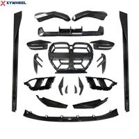 Kit carrosserie complet en fibre de carbone Xywheel V Style avec lèvre avant, jupes latérales, diffuseur arrière et spoiler pour BMW M2 M3 M4 G80 G82 G42 2021