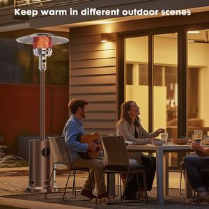 Calentador de Patio exterior de 48.000 BTU, sistema de protección de seguridad, quemador de acero inoxidable de doble capa, ruedas de diseño de Mesa para el hogar - Product Image 4