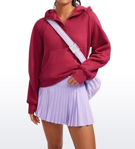 OEM <b>Women</b> Winter Quarter Zip Front Logo <b>Lightweight</b> Fleece Casual Pullover <b>Sweatshirt</b> Custom Design Wholesale Manufacturer - Product Image 3
