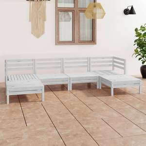 Ensemble de salon de jardin modulaire en pin massif blanc pour jusqu'à six personnes - Product Image 1