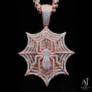 Colgante de Plata 925 Bañado en Oro Rosa con Moissanita y Diseño de Telaraña Iced Out Estilo Hiphop para Joyería de Fiesta Unisex y Regalo - Product Image 2