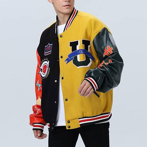 Unisex Double Breasted Varsity Letterman Bomber <b>Jacket</b> Y2K Embroidered Vintage Streetwear Casual Baseball Hip Hop Style - Product Image 2