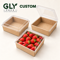 Boîtes cadeaux carrées rigides en papier kraft avec couvercle transparent personnalisé de qualité supérieure pour l'emballage de fruits, de desserts, de pâtisseries et de collations