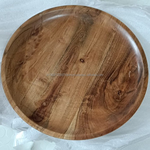 Plato de madera de acacia personalizado de alta calidad, platos de cargador de cena nuevos pulidos de la mejor calidad, vajilla de madera para uso doméstico al por mayor - Product Image 1