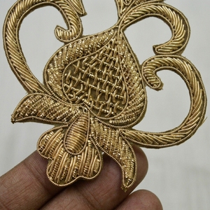 Gold Embroidered Applique Patch <b>Sew</b>-On Classical Motif for Garment Decoration - Product Image 5