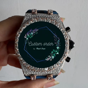 Customized Three Cronos D VVS1 Moissanite Diamond Watch for Men Luxury Half Iced Rubber Strap Analog <b>Wristwatch</b> - Product Image 1