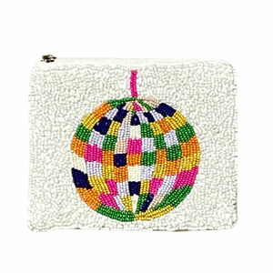 Handcrafted Beaded Ornament <b>Zip</b> <b>Pouch</b> Bag Women Designer Geometric Motif Coin Purse Cosmetic Organizer Gift OEM - Product Image 1