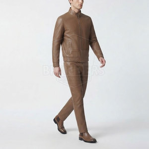 Ensemble deux pièces en cuir 2026 avec veste zippée et pantalon, conçu pour homme, style urbain moderne - Product Image 4