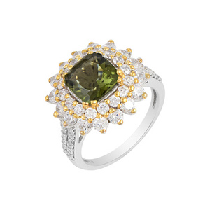 Anillo de Compromiso y Matrimonio de Plata de Ley 925 Chapado en Oro con Circonita Cúbica Verde de Lujo, Nueva Colección 2026, Joyería Fina para Mujer - Product Image 5