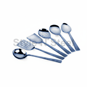 Alora Prince ชุดเครื่องครัวสแตนเลสชุดเสิร์ฟสลัดพร้อมที่จับชุดช้อนส้อมมีด้ามจับ - Product Image 1