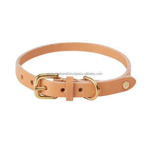Collier de chien en cuir simple de conception personnalisée pour les petites races personnalisation réglable de collier d'animal familier de chien de boucle d'ardillon en laiton disponible - Product Image 2