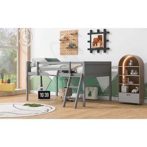 Letto a soppalco a galleria bassa con scaletta, grigio, per bambini, con opzione di posizionamento, vecchio SKU GX000366AAE - Product Image 4