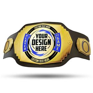 Ceintures de championnat personnalisées en cuir véritable faites à la main, style lutte et boxe, plaquées or double couche, pour les vainqueurs du jeu. - Product Image 1