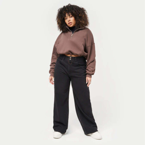 Wholesale <b>Half</b> <b>Zip</b> Long Sleeve Crewneck Regular <b>Sweatshirt</b> Casual Solid Loose Fit Workout Winter Front Customized <b>Women</b> - Product Image 2