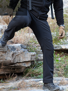 Men's Waterproof Zipper Fly <b>Elastic</b> Waist <b>Work</b> Pants Winter Tactical Fleece Lined Outdoor Windproof Soft Shell <b>Trousers</b> - Product Image 3