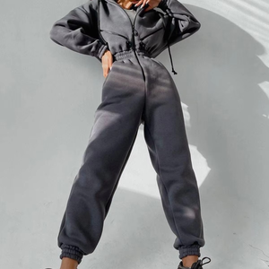 Women Hooded Full Length <b>Jumpsuit</b> Solid Color Zipper Front Casual Breathable Spandex Polyester Autumn Wear - Product Image 3