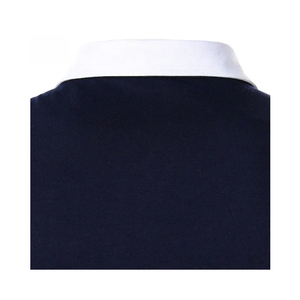 Polo de Manga Corta Personalizado para Hombre, Diseño Casual de Punto con Bloques de Color, Cierre de Botones, Tejido Sólido con Detalles en Azul Marino, Blanco y Rojo - Product Image 5