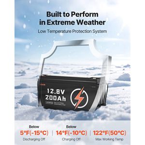 Batería LiFePO4 de 12V 200Ah, 15000 ciclos, ciclo profundo, fosfato de hierro y litio, baja temperatura, para almacenamiento de energía doméstico, con BMS integrado - Product Image 4
