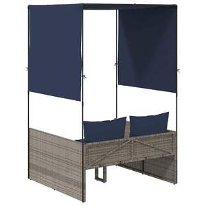 Tumbona doble para patio en gris y azul marino - Product Image 5