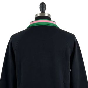 <b>Black</b> Quarter Zip Sweatshirt Women Green Stripe Collar <b>Long</b> Sleeve Pullover Casual Fashion <b>Top</b> Graphic Style Apparel - Product Image 3