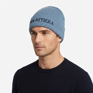 Gorro de Punto Acanalado Azul Claro con Puño, Gorro Cálido de Invierno con Logotipo Bordado Personalizado - Product Image 5