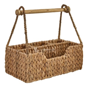 Meilleure vente Porte-serviettes en papier tissé en jacinthe d'eau Caddy avec 4 fentes pour l'organisation de la cuisine du Vietnam vente en gros - Product Image 2