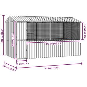 Cage à oiseaux en acier galvanisé anthracite 161,42 x 82,68 x 90,55 pouces pour animaux de compagnie - Product Image 6
