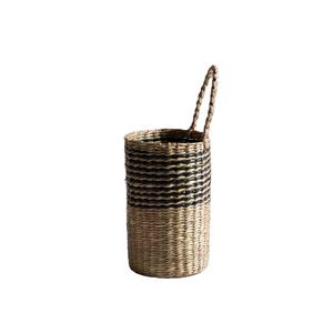 Porte-bouteilles en osier et en jonc de mer fait à la main, durable, cylindrique, tissé à la main, naturel, avec poignée, éclairage en gros pour grande quantité - Product Image 1