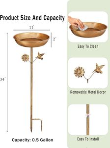 Fabricant OEM – Bain d'oiseaux décoratif en fer élégant avec finition raffinée pour applications d'alimentation des oiseaux en extérieur dans les jardins – Magnifique - Product Image 6