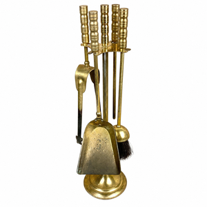 Juego de herramientas para chimenea de latón antiguo de alta gama con soporte, kit de accesorios metálicos modernos, pala, pinzas y cepillo para decoración del hogar - Product Image 6