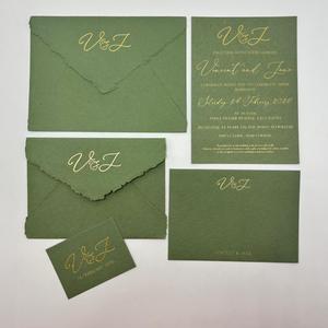 การ์ดเชิญงานแต่งงานพิมพ์ลายฟอยล์บนกระดาษฝ้าย พรีเมียมพร้อมบริการออกแบบการ์ดเชิญตามสั่ง ขายส่ง - Product Image 5