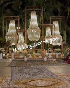 Supports de bougies en métal pour mariage, supports de lustre en cristal, décoration élégante pour allée, réception, événement, décoration de fête de luxe, Inde - Product Image 3