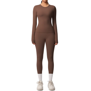 Ensemble de yoga deux pièces en nylon et spandex pour femmes, leggings taille haute et soutien-gorge de sport, vêtements de sport sans couture pour la gym, l'entraînement et le fitness - Product Image 1