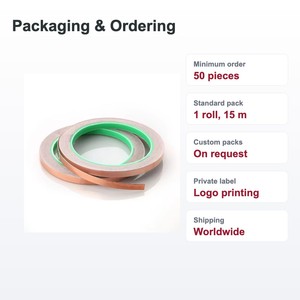 TECHINSTRO เทปทองแดงนำไฟฟ้า 12 มม. x 15 ม. พร้อมกาวนำไฟฟ้าสำหรับป้องกัน EMI ซ่อมแซม PCB สายดิน CFT-0012 - Product Image 4