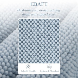 Blue Cotton Bath <b>Mat</b> <b>Set</b> 2 Piece Rectangle Non Slip Tufted Thick Modern <b>Bathroom</b> Rug - Product Image 5