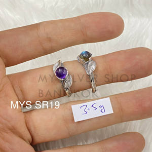 Bagues en argent sterling 925 faites à la main avec motif feuille, améthyste et labradorite, prix de gros, bijoux en argent - Product Image 1