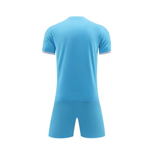 Conjunto de Fútbol para Hombre, Cuello en V, Color Azul Claro, Secado Rápido, Manga Corta, Uniforme de Poliéster de Color Sólido para Adultos, Todas las Temporadas - Product Image 2