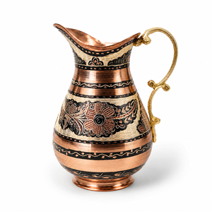 Pichet décoratif de luxe en cuivre et laiton, fait main, carafe à eau vintage en métal gravée, pour la décoration de la maison, des hôtels et des restaurants - Product Image 1