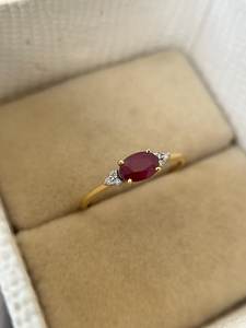 Bague minimaliste en rubis naturel, argent sterling 925 plaqué or 14 carats, pour fiançailles, anniversaire, promesse, anniversaire de mariage - Product Image 4