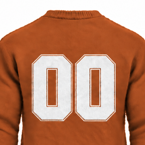 Custom Rust Orange <b>Men</b> Fuzzy Knit <b>Sweater</b> Crew <b>Neck</b> Long Sleeve Soft Casual Pullover Winter Jumper with Raised Chest Letter - Product Image 4