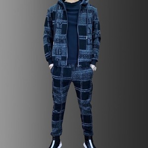 Conjunto Deportivo con Capucha a Cuadros para Hombre, Pantalones Largos con Bolsillos Laterales, Ropa Casual Transpirable, Estilo Otoñal - Product Image 5