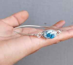 Bracelet artisanal en pierre de jaspe K2, bracelet en pierre précieuse de granit bleu naturel, bijoux en cristal de guérison - Product Image 2